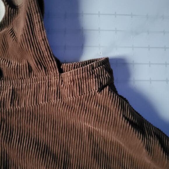 Hot Topic Teddy Bear Corduroy Overalls Dress Size XS Brown Skirtall Pinafore - Picture 9 of 10